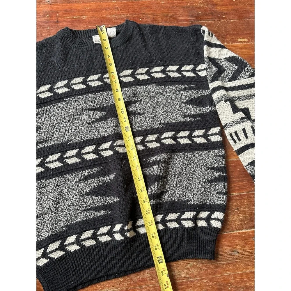Vintage Ash Creek Trading Mens M Geometric Grandpa Knit 100% Acrylic 90s Retro